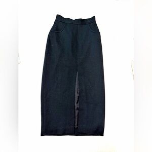 Vintage  Gemma Kahng Black pencil midi skirt with high slit